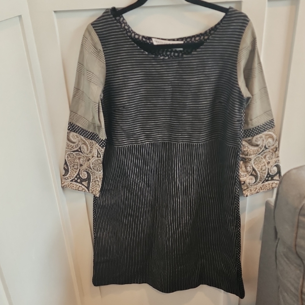 Gretchen Scott Designs Black Sheath Dress with Bishop Sleeves